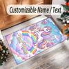 Alfombra de Suelo de Terciopelo de Cristal con Temática de Unicornio, Alfombra Cálida Personalizada con Nombre y Texto, Decoración del Hogar