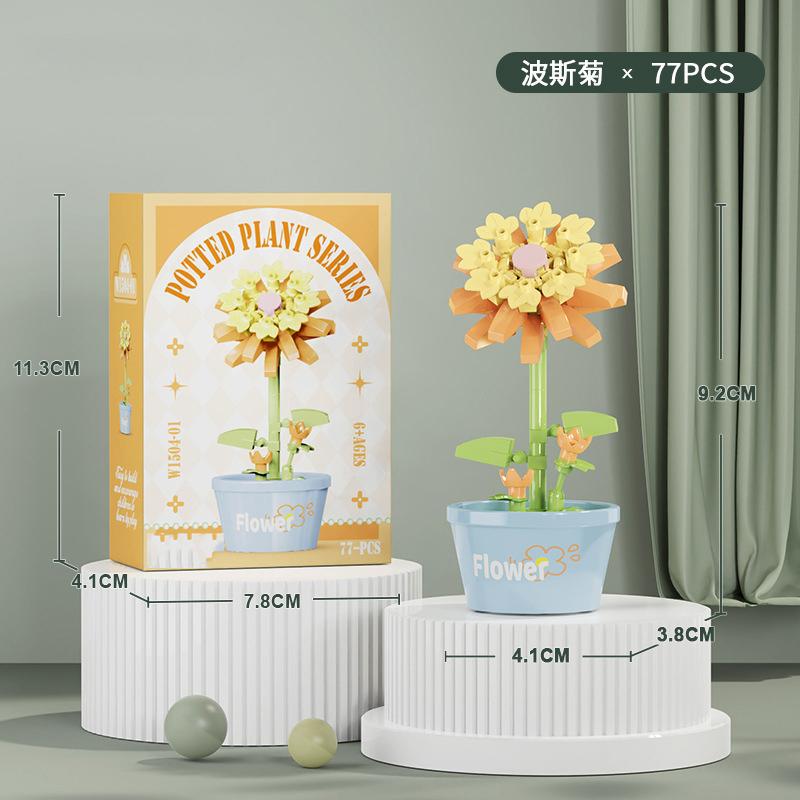 Flower Bouquet Mini Particle Building Blocks Flower Kit 3D DIY Creative Plants Micro Bricks for Home Decor Girl Gift Adults Kids