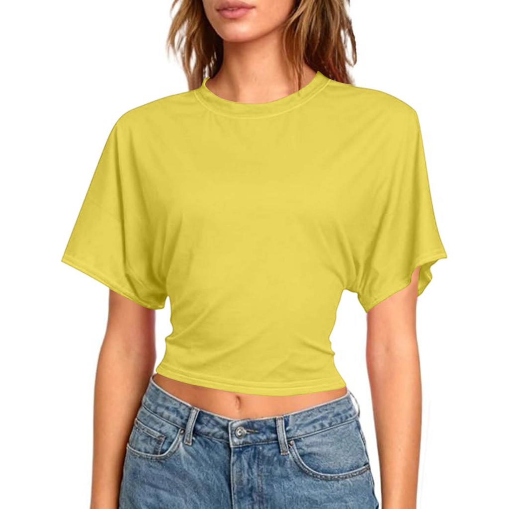 Dámské krátkorukávé crop topy na cvičení Sexy košile bez zad