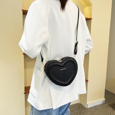 Fashion Casual Women's Shoulder Bag PU Solid Color Heart Shape With Adjustable Strap Ladies Crossbody Bag For Outings Festivals