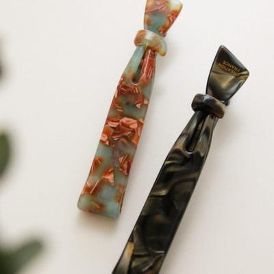 J.Lauren French Slim Ribbon Marble Point Hair Pin H01217