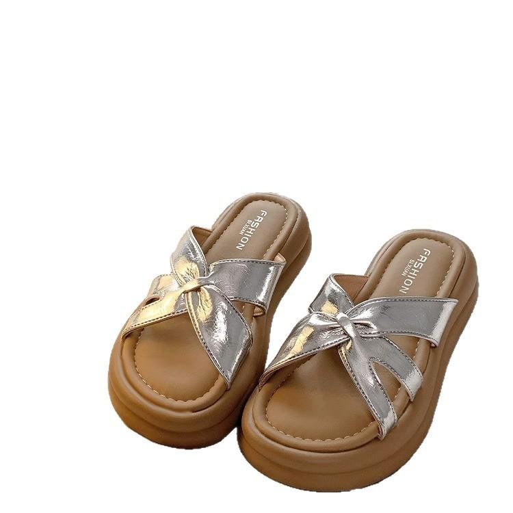 Thick-bottomed Cool Slippers Women's Summer Outer Wear 2025 New Versatile Fashion Cross Fairy with Skirt Beach One-word Slippers