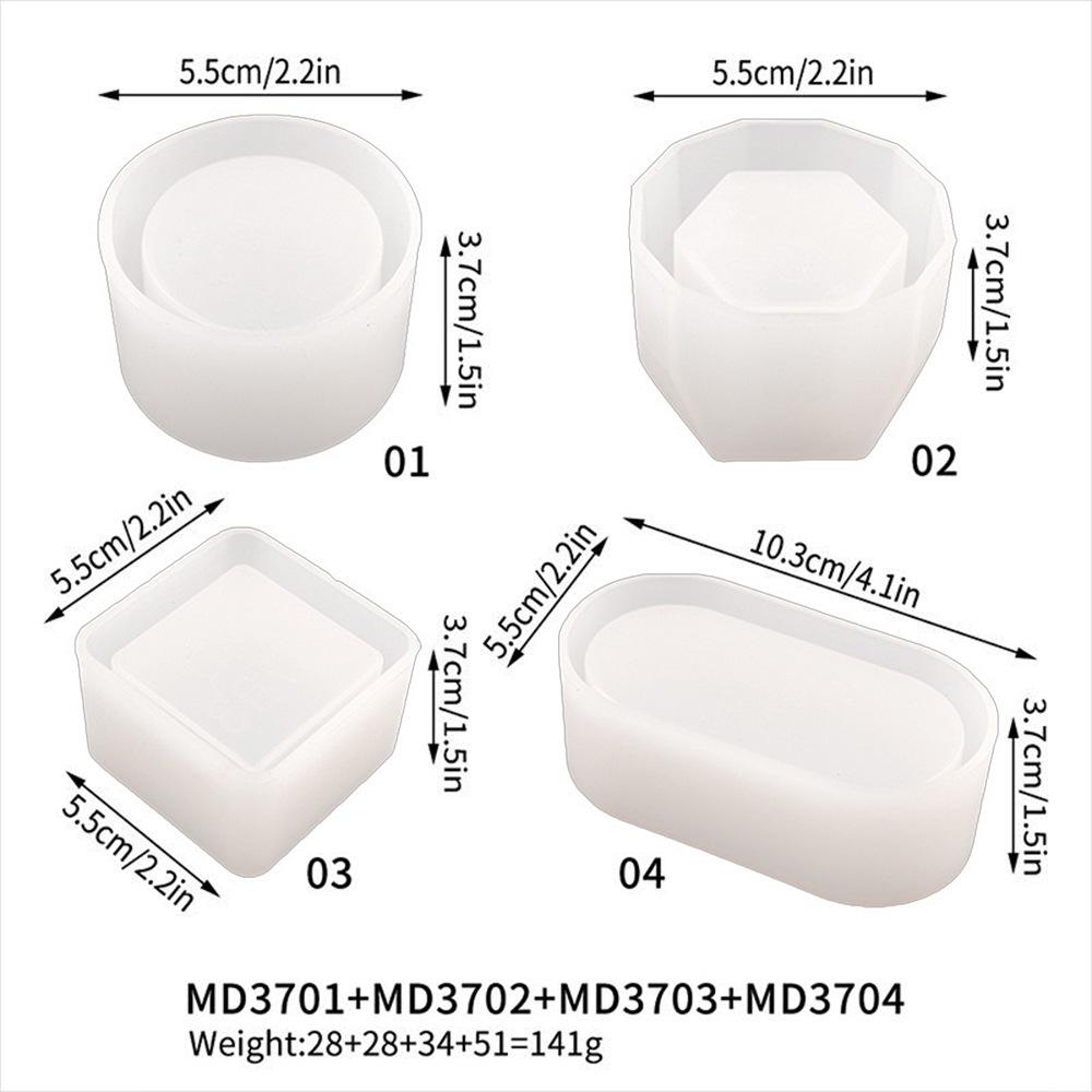 Round Candle Mold Flexible Square Candle Mold Oval Storage Box Mold White For Resin Casting Arts And Crafts Candle Making