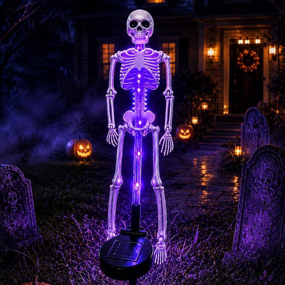 Zasilana energią słoneczną Halloweenowa Szkieletowa Wbijana W Ziemię Lampa LED Szkielet na Trawnik i Rabaty Kwiatowe