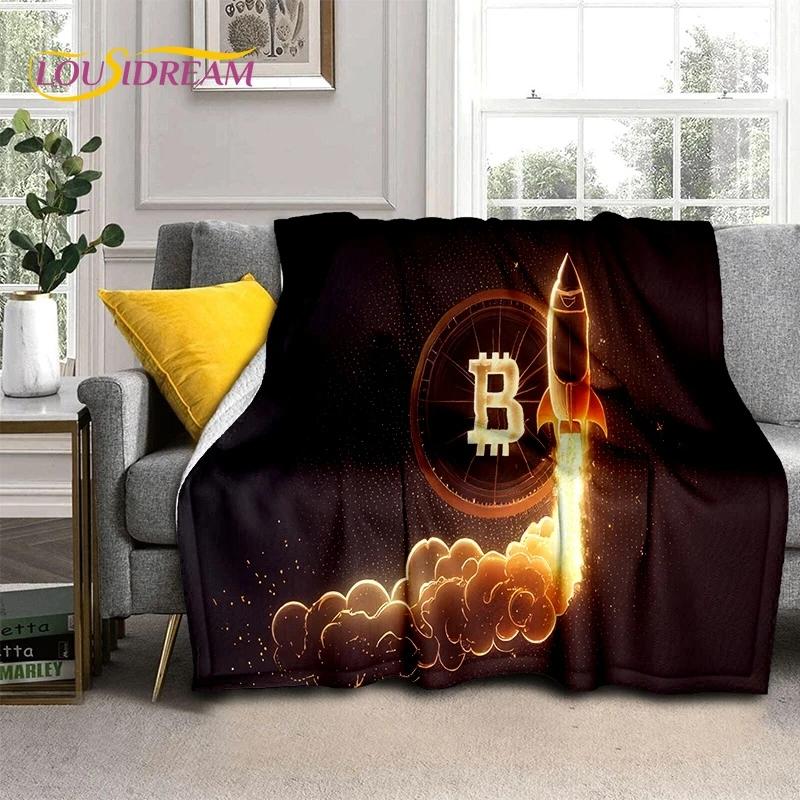 Bitcoin 3D Virtual Currency NFT Blanket,Soft Throw Blanket for Home Bedroom Bed Sofa Picnic Travel Office Cover Blanket Kid gift