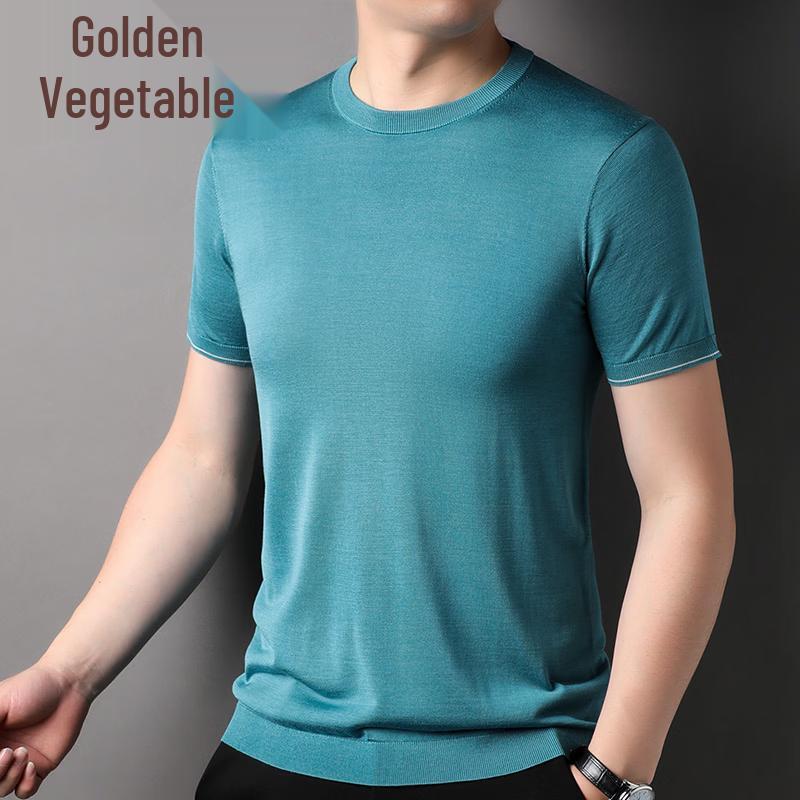 Men's 100% Mulberry Silk Knit Short Sleeve T-Shirt