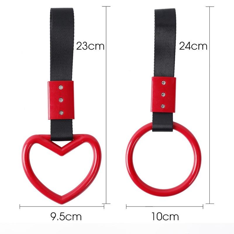 Car JDM Round Heart Pendant Handle Hand Strap  Rear Bumper Warning Hanging Oranament Car Train Bus Auto Decoration