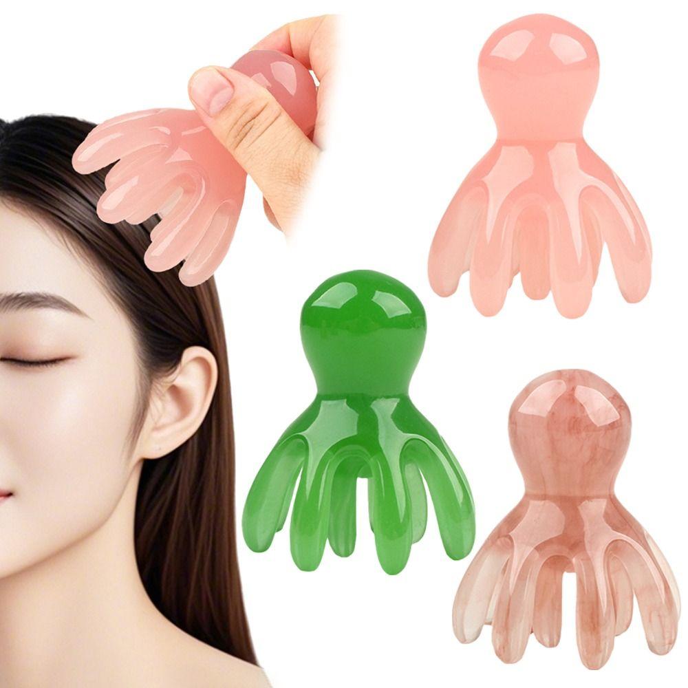 Portable 14 Tooth Octopus Massage Comb Anti-Hair Loss Head Meridian Scraping Scalp Massager Tool Resin Head Massager for Home