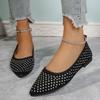 Women's Flat Shoes Autumn New Pointed Head Shallow Mouth Rhinestone Soft Sole Anti-slip Wear-resistant Single Shoes
