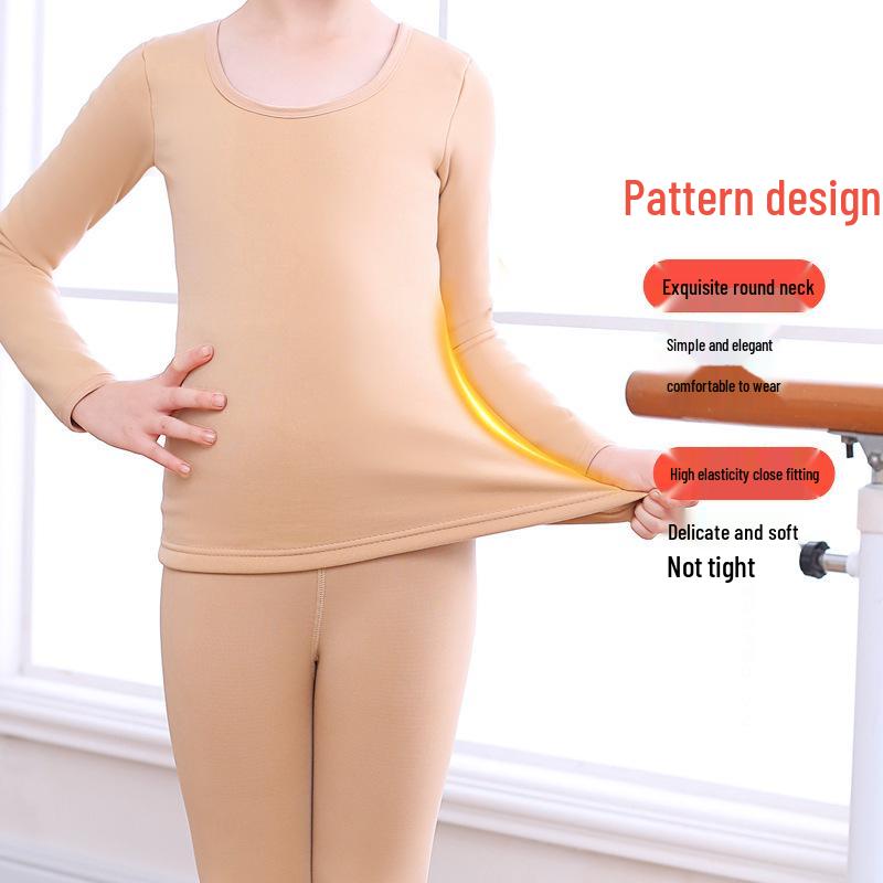 Autumn Winter Fleece-Lined Kids' Dancewear Invisible Girls High-Stretch Performance Outfits