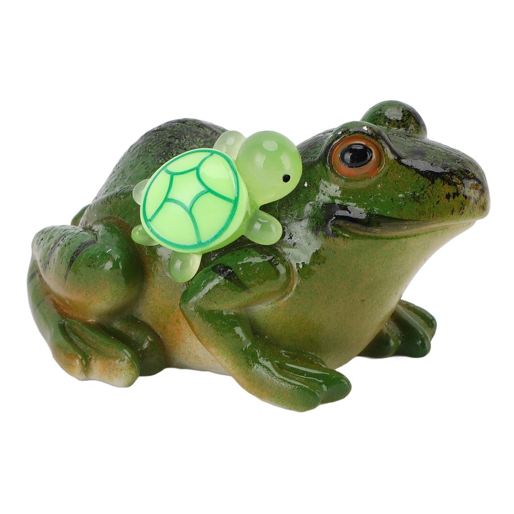 Froschfigur Niedlich Lustig Harz Frosch mit Schildkröte Skulptur für Terrasse Garten Ornament