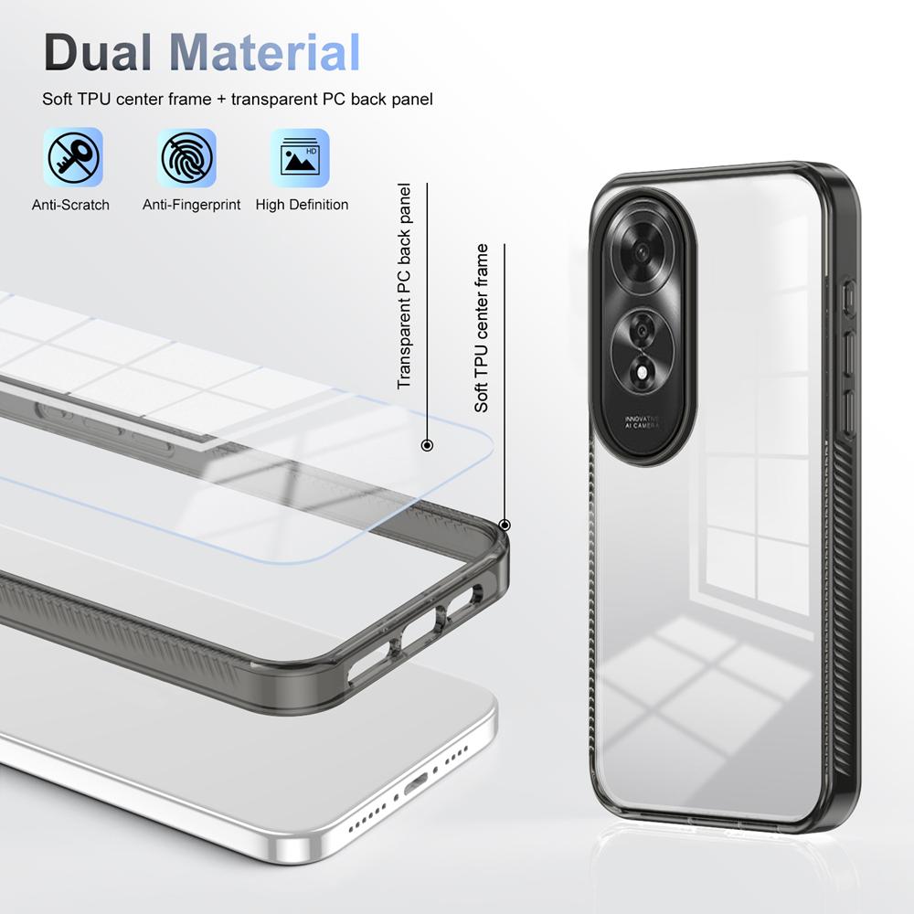 KEYSION Transparent Phone Case for OPPO A60 4G Soft TPU+PC Anti-slip HD Clear Shockproof Phone Back Cover for OPPO A60