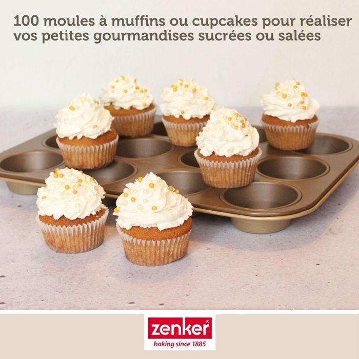 Moules à muffin - zenker - 43436 - pack de 100 - papier blanc - cuisson facile