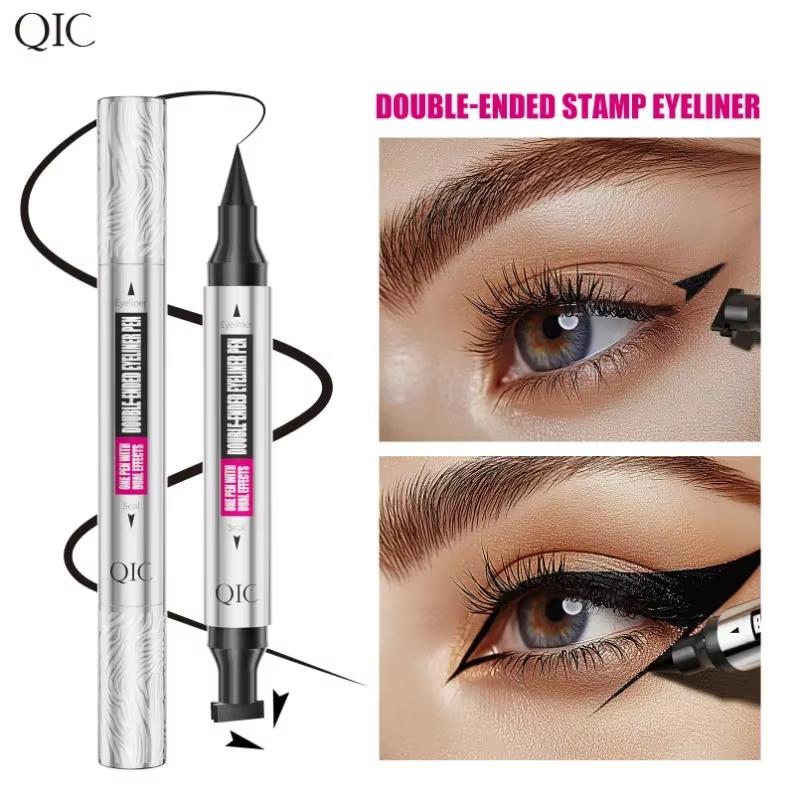 Doppelendiger Siegelstempel Flüssiger Eyeliner Wasserdicht Schnelltrocknend Schwarzer Eyelinerstift mit Eyeliner Kosmetik Augenende Eyeliner