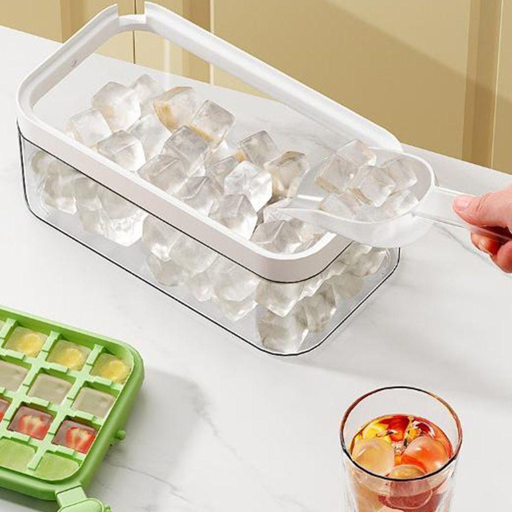 Flip Ice Mould Storage Box Plastic Ice Cube Molds Creative 32 Grids Ice Cube Tray  Refrigerator