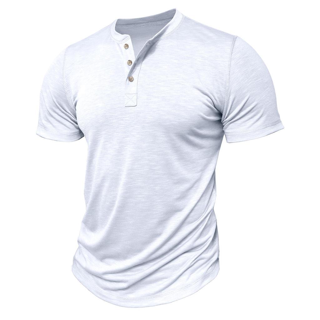 Camisetas Masculinas Manga Curta Gola Redonda Botões Camiseta Henley Verão Ajuste Slim Diário Roupa Masculina Casual Feriado Roupa Exterior