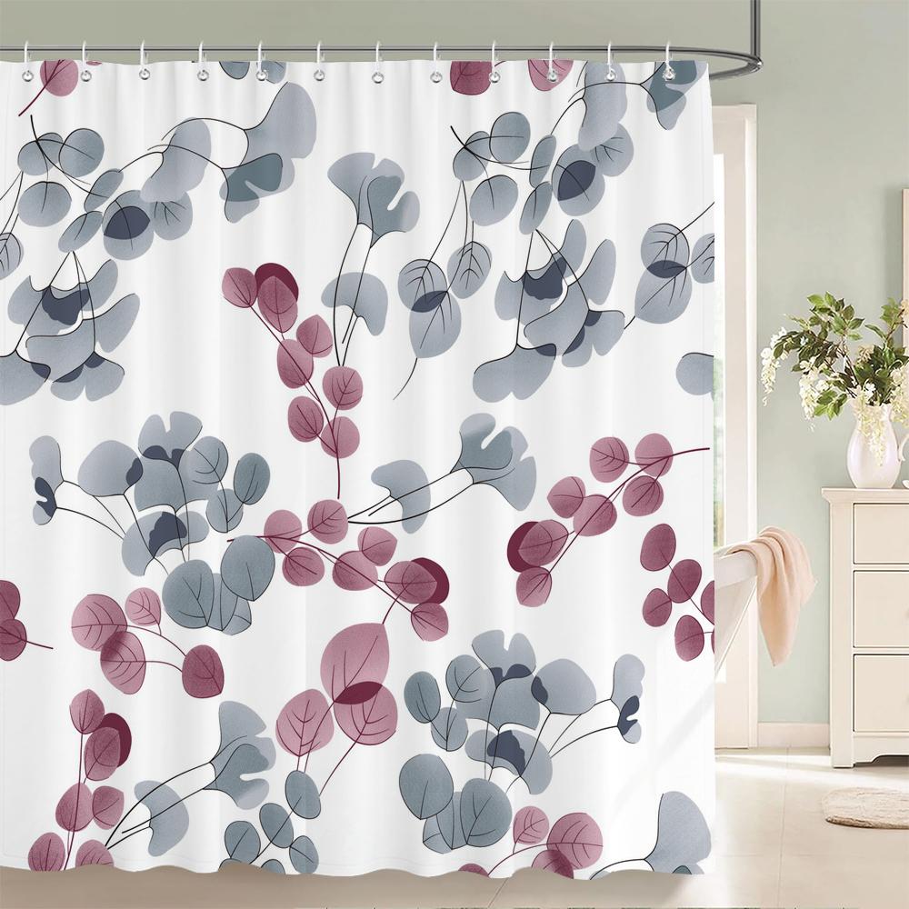 Eleganter Blumenvorhang 180x180cm Floral bedruckter Duschvorhang Polyester Badvorhang Badezimmerdeko Waschbar mit Haken