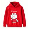 Cute Cartoon White Kitten Print Kids Hoodie, Soft Cozy Pullover Sweatshirt for Boys Girls, Casual Long Sleeve Top for Daily Wear Autumn Winter