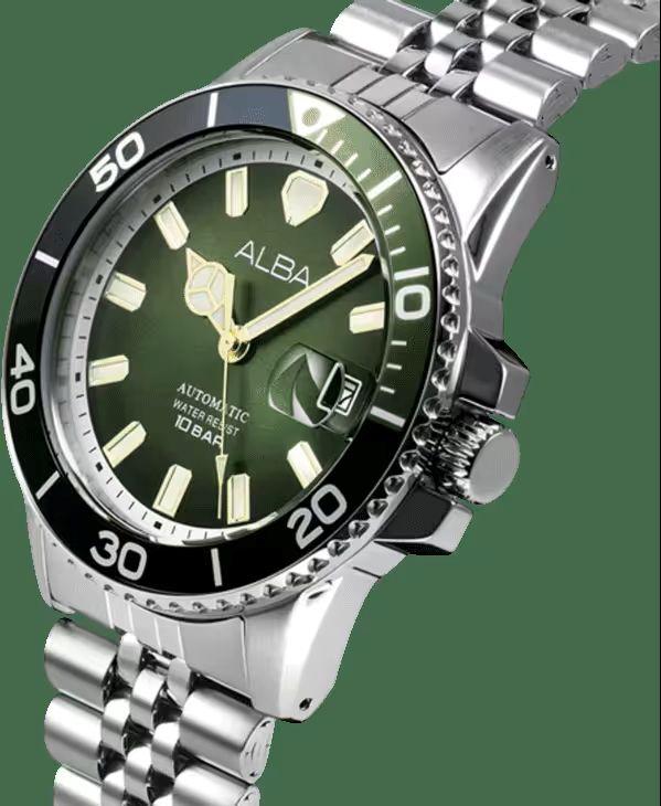 ALBA (From Seiko) Automatic Khaki green Dial Stainless steel Men’s Watch AU4047X1