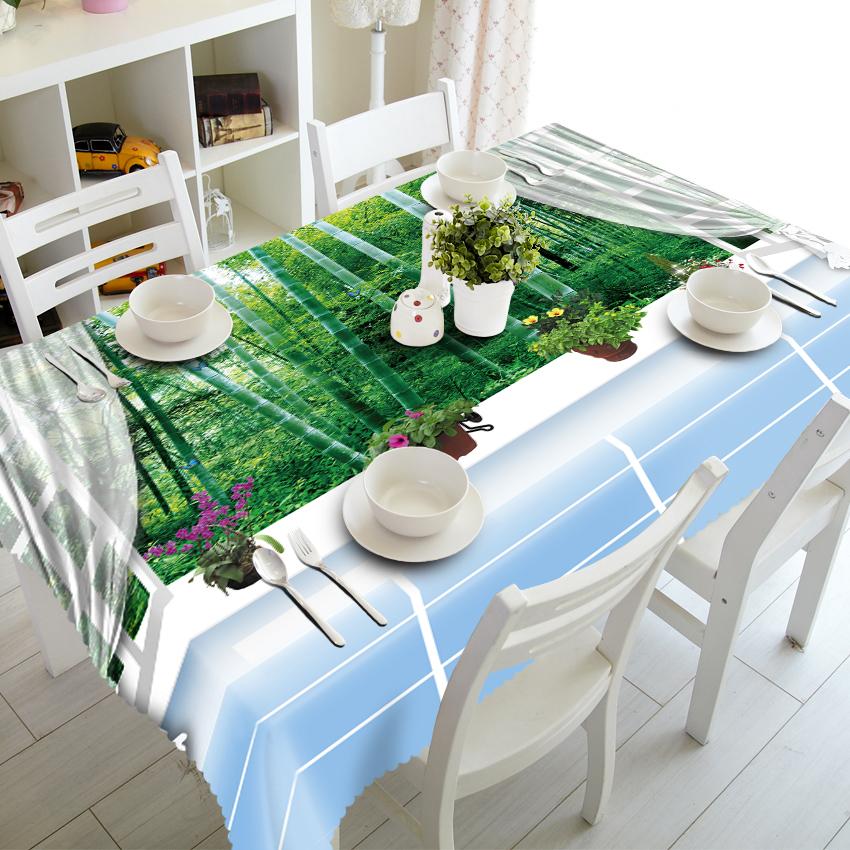 Stereo Bambo Tablecloth Chinese Style Jade Leaf Flower Washable Dustproof Thicken Cotton Cloth Rectangular And Round Table Cloth