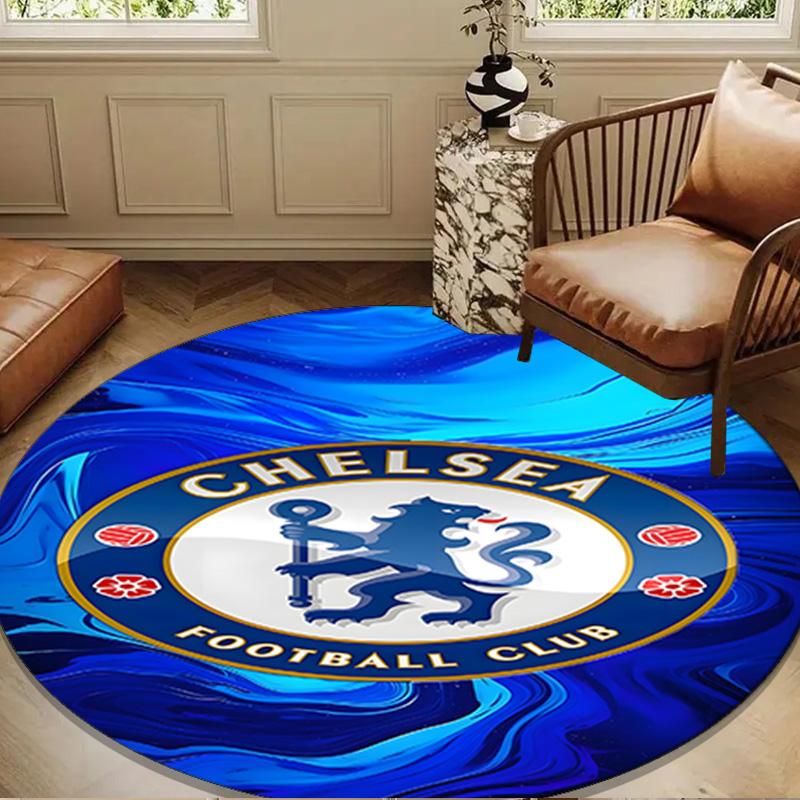Football Club Emblem lion Round Rug for Livingroom,Bedroom, Palyroom, Chair Rug, Area rug, Circle Carpet, Large Size Fan Christmas gift