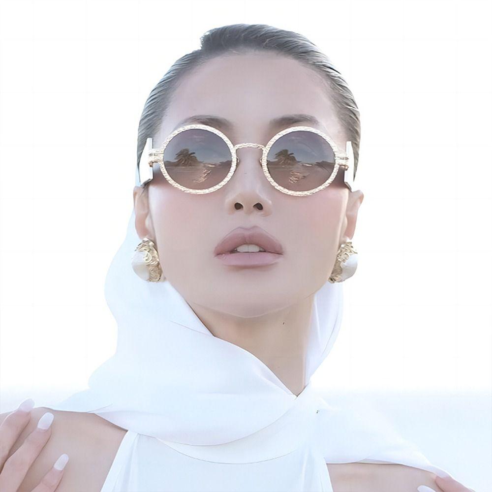 Fashion Round Punk Sunglasses Oval UV Protection Hip Hop Shades Retro Travel Streetwear Eyewear for Women & Men