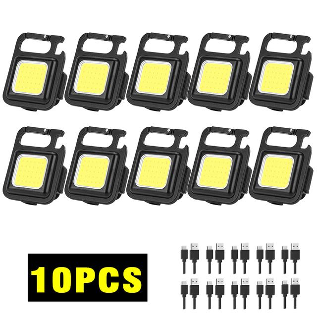 LED Portable Keychain Flashlight Outdoor Camping COB Work Light Emergency Lighting With Window Hammer Bottle Opener Lamp