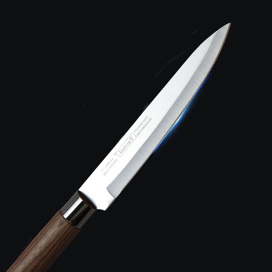 Portable Multifunctional Kitchen Knife Meat Cutter Household Auxiliary Food Wooden Handle Knife Stainless Steel Kitchen Knife