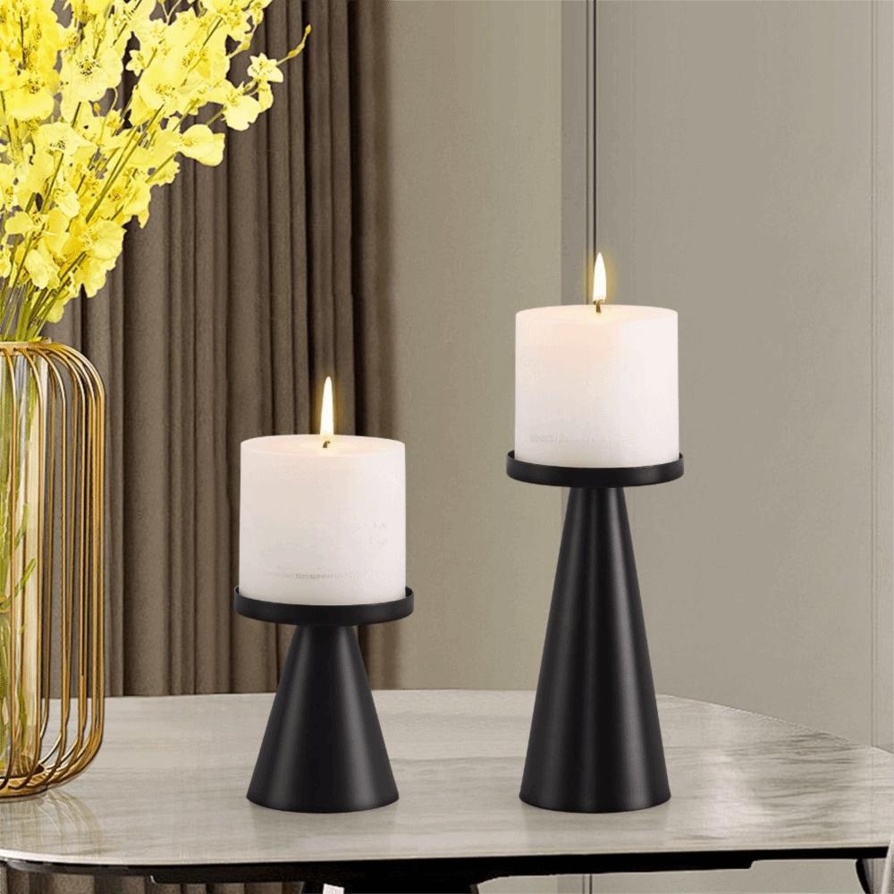 3PCS/SET Cone-shaped Candlestick Wrought Iron Scented Candles Pillar  Festive