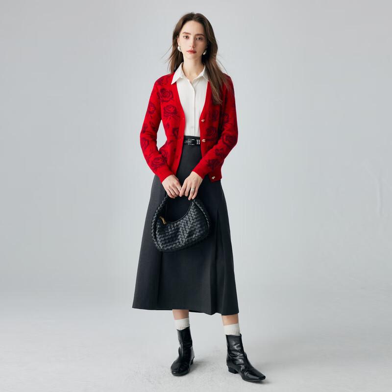 PALUOPO Women's Romantic Rose Cashmere Cardigan