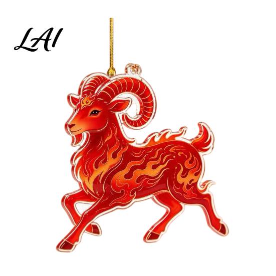Durable Acrylic Ornament Goat Christmas Tree Pendant Hanging Ornament Not Easy To Fade Decorative Charms for Holiday And Car Decoration