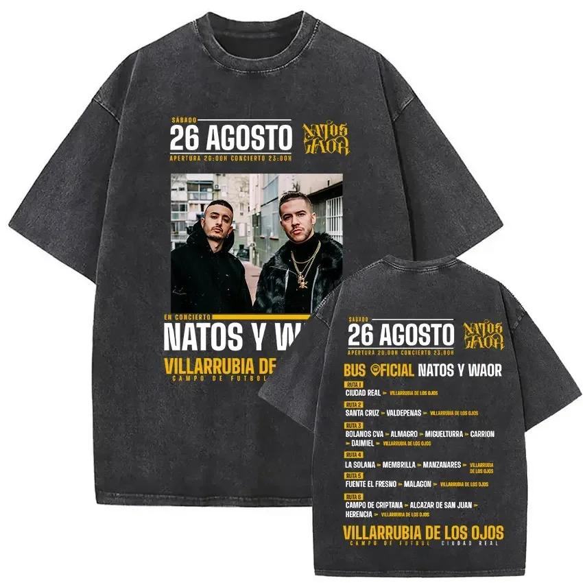Washed Vintage Natos Waor Hijos De La Ruina Logo Album Merch T Shirts Mens Women Hip Hop Gothic Short Sleeve Tshirt Streetwear