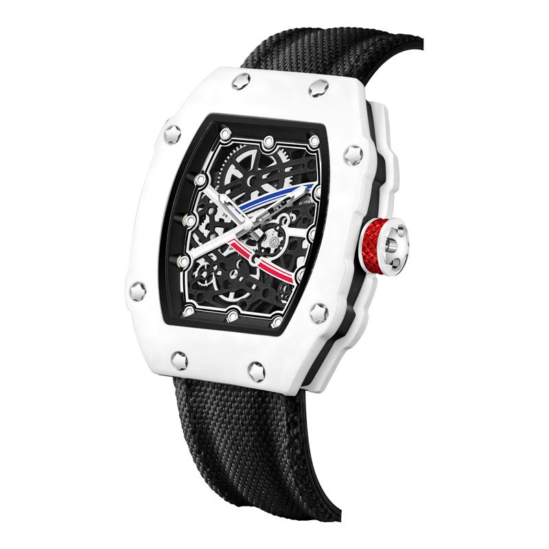 In Stock RM 6702 Slim Barrel Montre Homme Colorful Band Hollow 37.5mm Skeleton Dial Waterproof Sport Casual Quartz Wristwatch