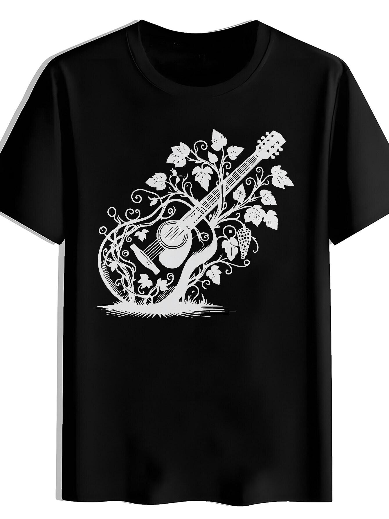 T-shirt Black Short Sleeve with Artistic Chinese Calligraphy & Cultural Motifs - Summer Round Neck Casual Top XS