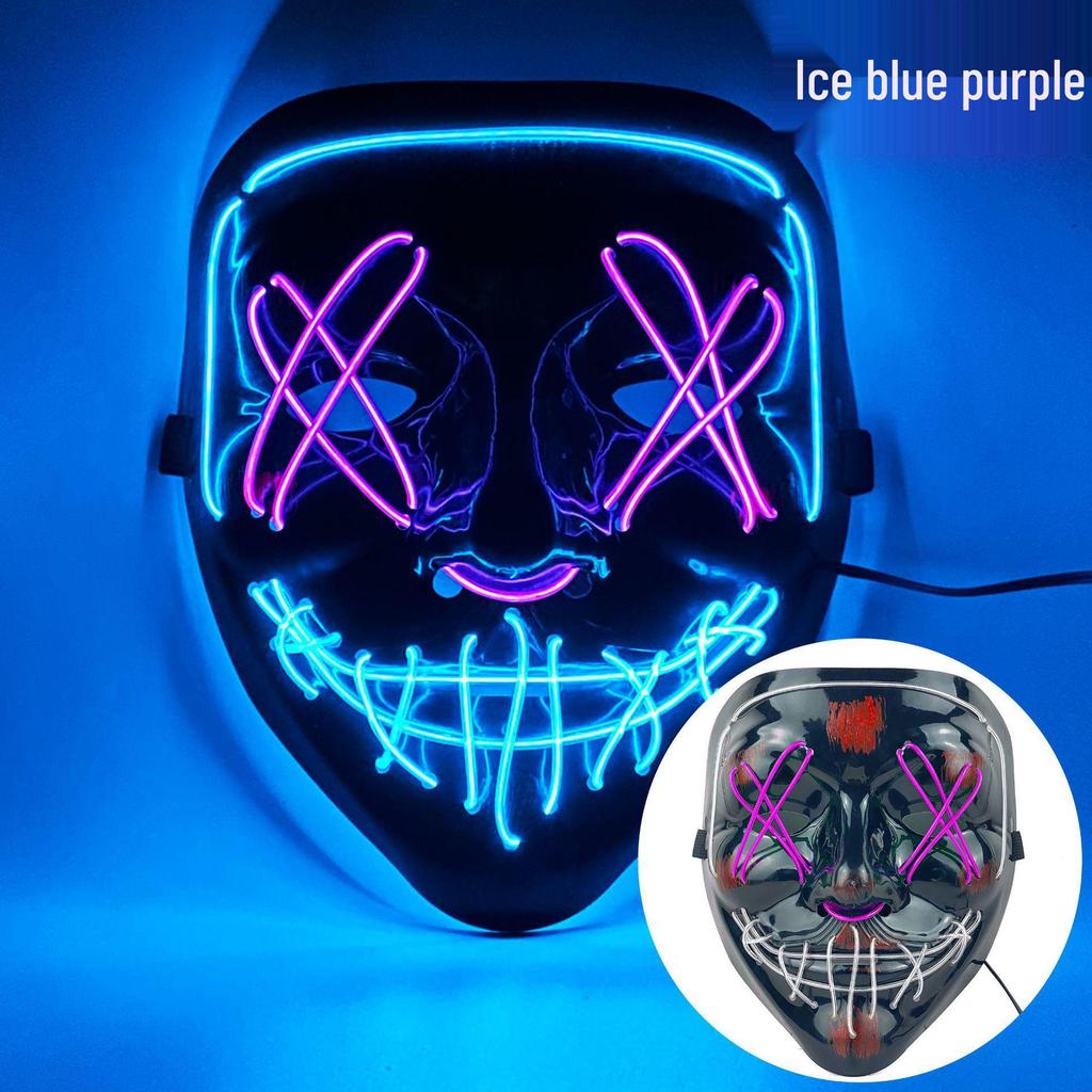 LED Luminous Halloween V for Vendetta Mask - Black Ghost Face Party Prop