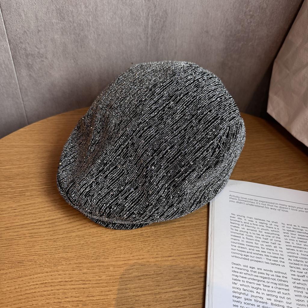 Solid Color Spots Artistic Vintage Women Cap Rhinestone Breathable Autumn Fabric