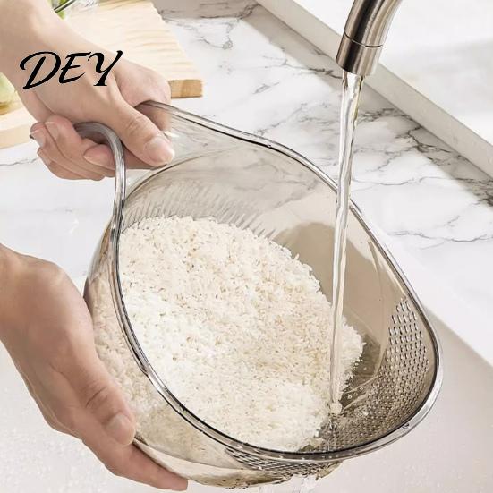 Kitchen Colander with Handle Multipurpose Rice Washing Bowl, Handle, Plastic Basin, Non Slip Fruit Washer for Quinoa Pasta Vegetables And Fruits