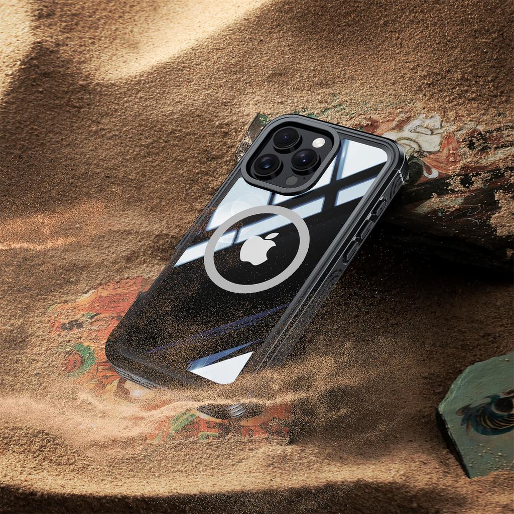 For iPhone 16 Pro Max Magnetic Case PC+TPU Shockproof Phone Cover with Screen Film