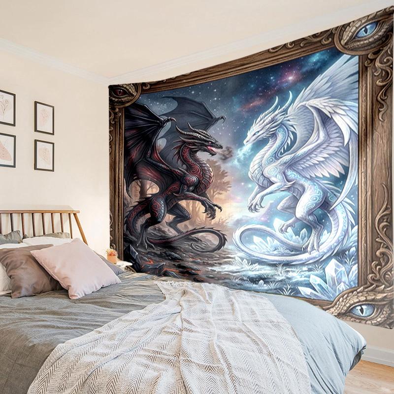 Colorful Dragon Artwork Tapestry, Unique Design Tapestry, Wall Decor for Bedroom,Livingroom, Playroom,Heartwarming Fan Holiday Gifts