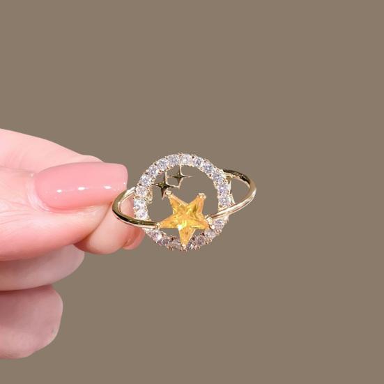 Clothing Decorative Pin Rhinestone Planet Star Brooch Pin, Hollow Badge Women Jewelry, Accessory for Suits Coats Scarves Shawls Bags Cardigans Jewelry
