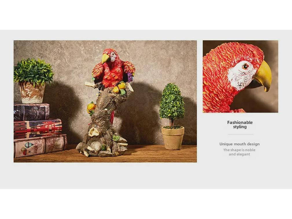 Nordic Pastoral Style Parrot Ornaments - Creative Bird Models for Living Room, Wine Cabinet, TV Stand, and Entryway Decor.