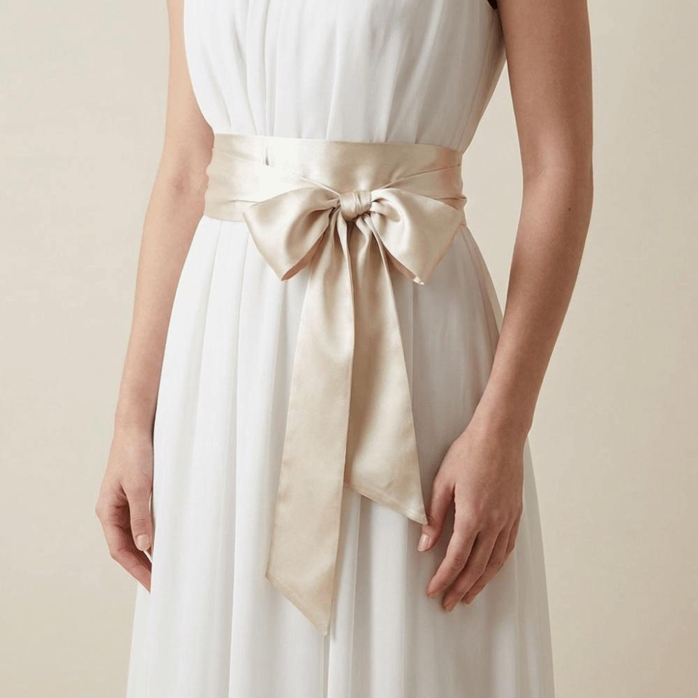 Ethnic Style Satin Ribbon  Belt Adjustable Wide Waistband Lace Up Waistband  Dress