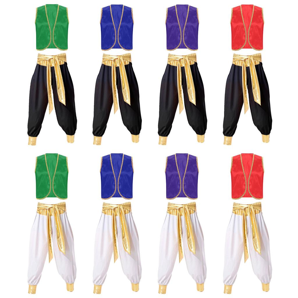 Costume da principe arabo da uomo, 2 pezzi, per Halloween, Carnevale, Cosplay e feste.