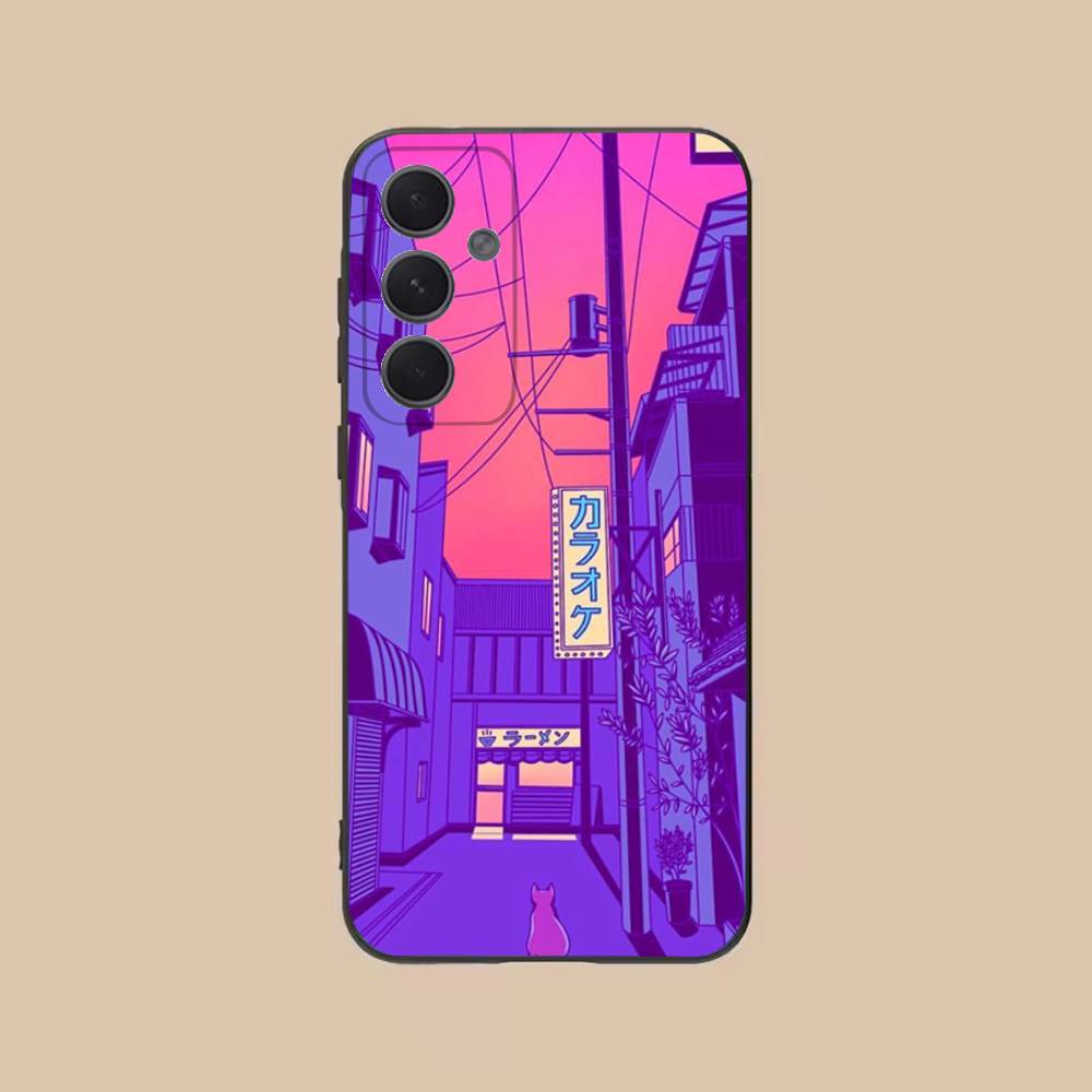 

Vaporwave Aesthetic Phone Case For Samsung S25,24,21,22,23,20,S30,Ultra,Plus,Fe,Lite,Note,5G Black Soft SamsungS21FE