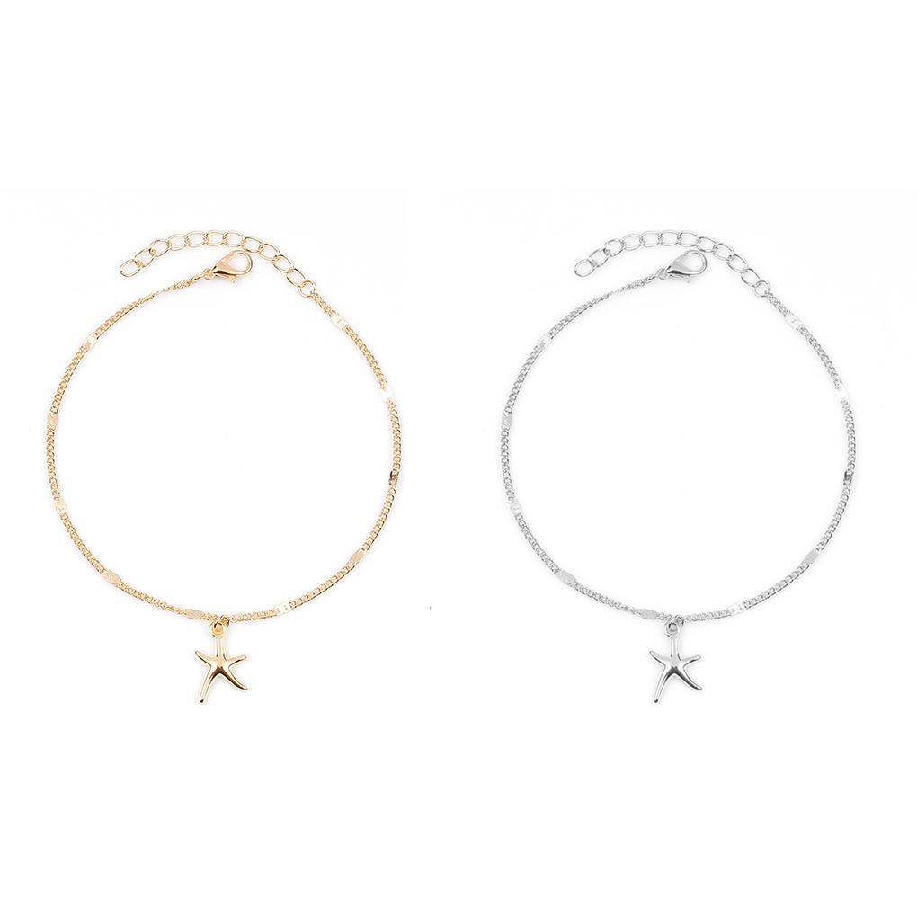 Girl Anklet Creative Sea Star Shaped Foot Pendant Beautiful Young Girls Jewelry Fashion Accessory Alloy Anklets for Dress Decor