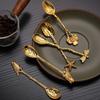 11CM Retro Metal Coffee Spoon Dragonfly Flower Bird Shape Ice Cream Cake Dessert Milk Mixing Spoon Teaspoon Kitchen Tableware