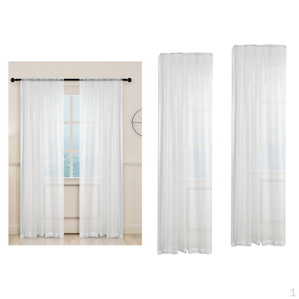 

2x Тюлевые шторы для окна, панель для балкона, спальни, белые 100x200 см