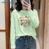 Jeanswest Women's "Romance of Milk Tea" Print Long Sleeve Pure Cotton T-Shirt