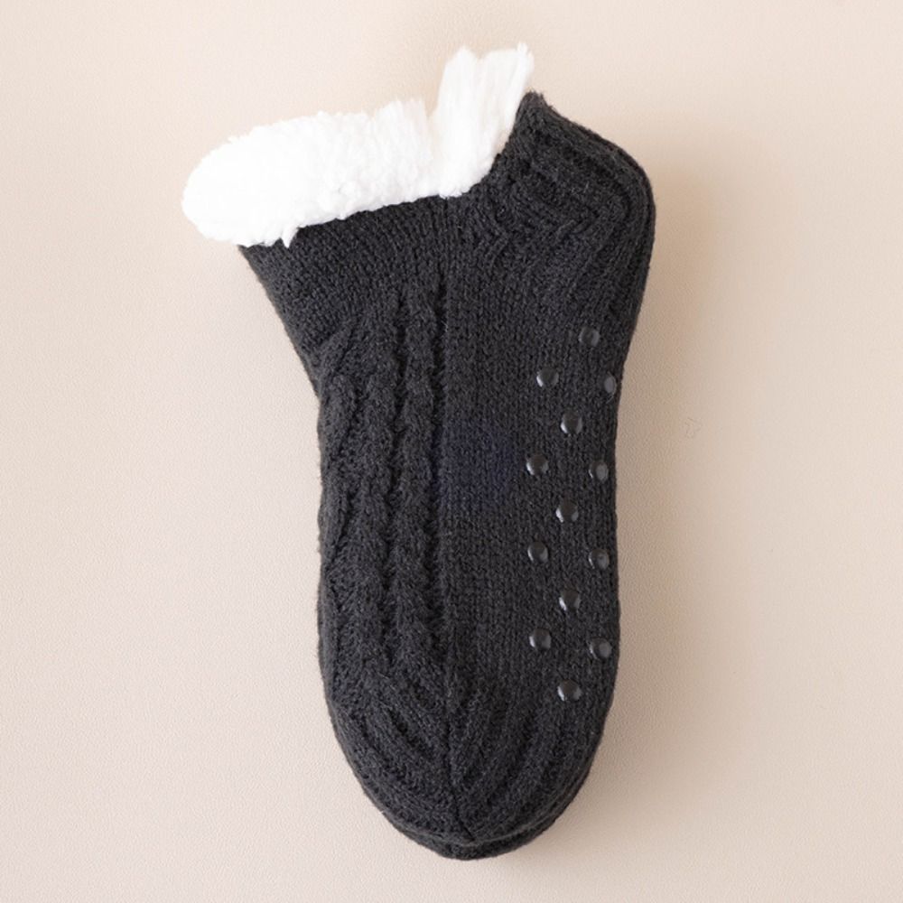 Silica Gel Winter Floor Socks Grid Sleeping Socks Fashion Thicken Velvet Socks  Fall/Winter