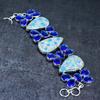 Natural K2 Blue Azurite, Topaz Gemstone 925 Sterling Silver Bracelet 7-8" T0E79